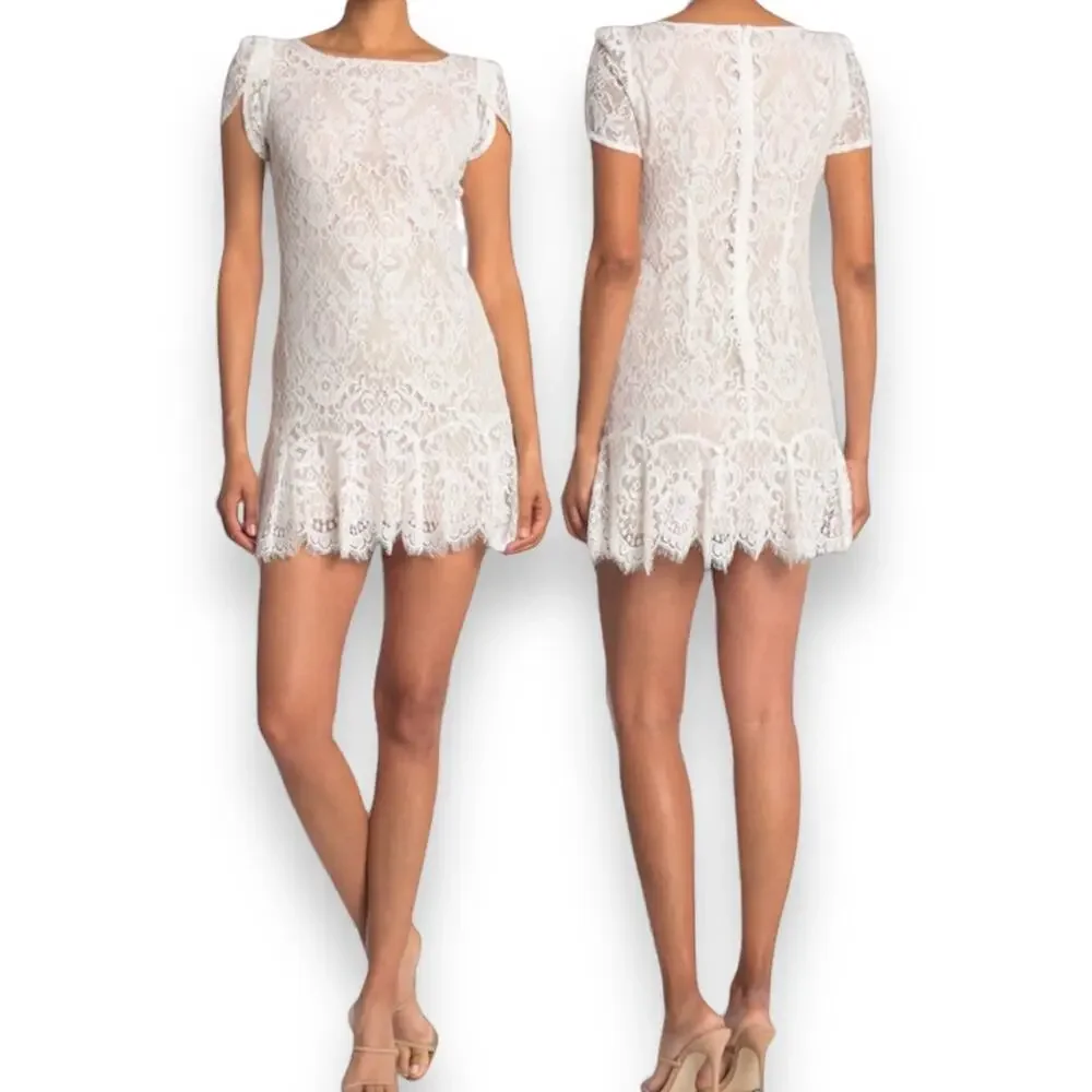 BB Dakota Steve Madden Revolve Fast Lace Environment White Lace Fairy Mini Dress - Picture 1 of 10
